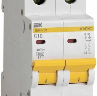 фото Выключатель автоматический модульный 2п C 10А 4.5кА ВА47-29 KARAT IEK MVA20-2-010-C