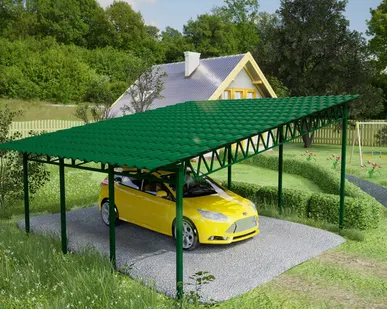 фото Односкатный навес №31 из металлочерепицы 6,9х6,3 м