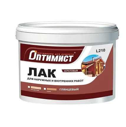 Фото №1 Лак Оптимист акриловый для внутренних работ, бесцветный глянцевый, 3кг