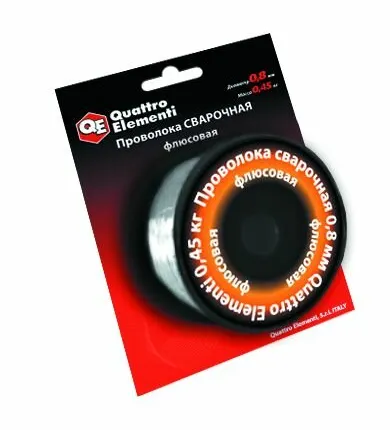 Фото №0 Проволока сварочная флюсовая 0,8мм (0,45кг) блистер, QUATTRO ELEMENTI 770-384