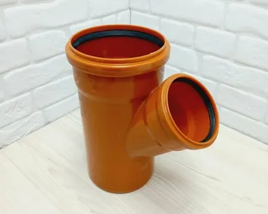 фото Тройник 160 канализационный наружный, 160мм х110мм х 45 градусов, рыжий, полипропилен