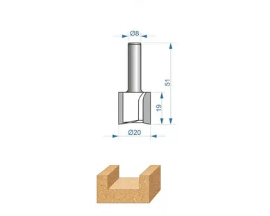 фото Фреза пазовая прямая (Ø 20x19 мм; хвостовик 8 мм) по ДСП Энкор (28017)