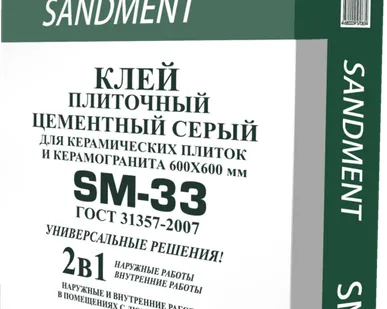 фото Клей плиточный цементный серый SANDMENT SM-33, 25кг