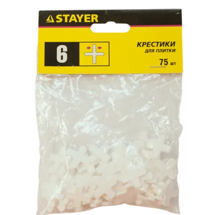Фото №0 Крестики STAYER для кафеля 6 мм 75шт (20) 3380-6