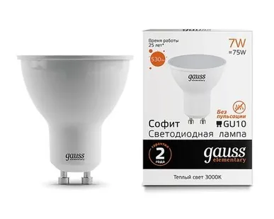 фото Светодиодная лампа Gauss Софит 7W 530Lm 3000K GU10 13617