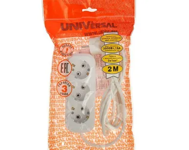 фото Удлинитель 3х2м с заземлением 16А IP20 E-303 ПВС 3*1 UNIVersal