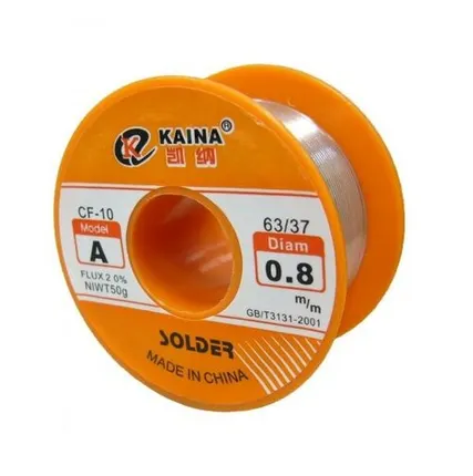 Фото №0 Припой KAINA B 0.8мм Sn63/Pb37 с флюсом CF-10 34гр