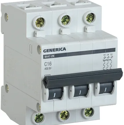 Фото №0 IEK Авт. выкл. ВА47-29 3Р 16А 4,5кА х-ка С GENERICA