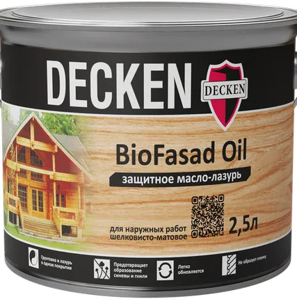 Фото №0 Защитное масло-лазурь Decken BioFasad Oil тик 2,5 л