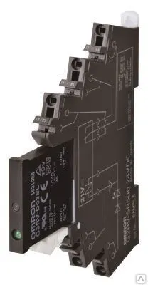 Фото №0 Тонкое (6мм) твердотельное реле Omron и колодка, 24V AC/DC,  5..24VDC,3A