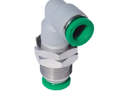 фото T10L0400 - Фитинг - соединитель цанговый угловой с монтажными гайками под трубку 4мм