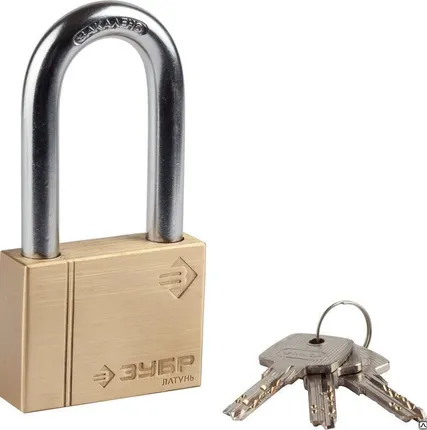 Фото №0 Замок ЗУБР "ЭКСПЕРТ" навесной, нержавеющая сталь (корпус и дужка), удлиненн