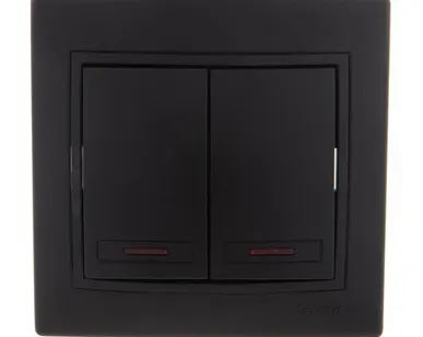 фото Выключатель 2-кл. 1п СП Мира 10А IP20 с подсветкой со вставкой черн. бархат LEZARD 701-4242-112