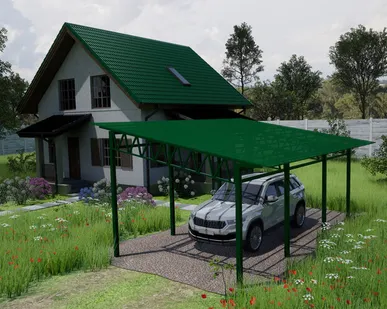 фото Односкатный навес №31 из поликарбоната 3,9х6,3 м