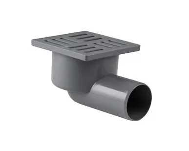 фото Трап горизонтальный с сухим затвором решетка пластиковая ВК ПП 100/100х50, серый,РТП