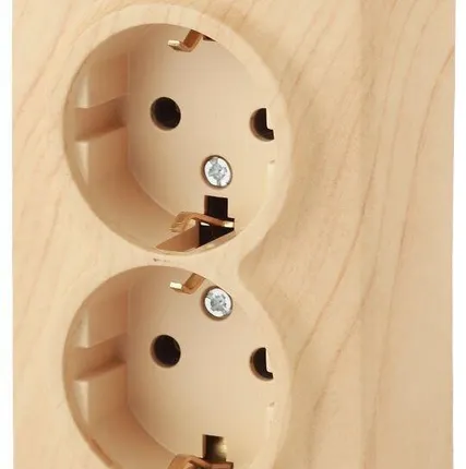 Фото №0 Розетка ОП 11-2205-11 2х2P+E Schuko 16АХ-250В Эксперт сосна ЭРА Б0020693