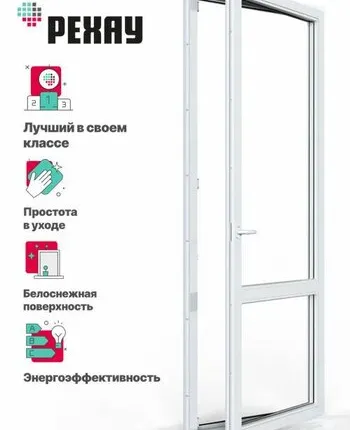 Фото №0 REHAU Пластиковая дверь ПВХ балконная РЕХАУ BLITZ 2100х800 мм (ВхШ), правая, двухкамерный стеклопакет, белая
