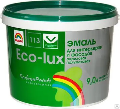 Фото №0 Эмаль акриловая для интерьеров и фасадов ЭКО-ЛЮКС 9 л.