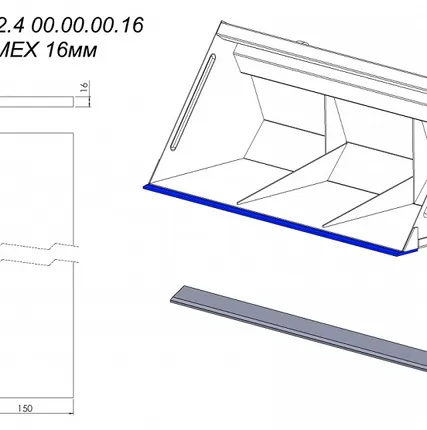 Фото №0 ЛЕМЕХ 16мм OL.LK2 2.4 00.00.00.16 на ковш Metal-Fach шириной 2,4 метра