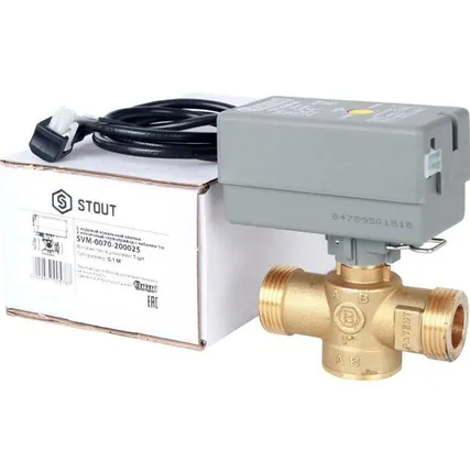 Фото №0 STOUT 2-Ходовой зональный клапан, сервопривод 230V, с 3-х жильным кабелем 1м., НР 1