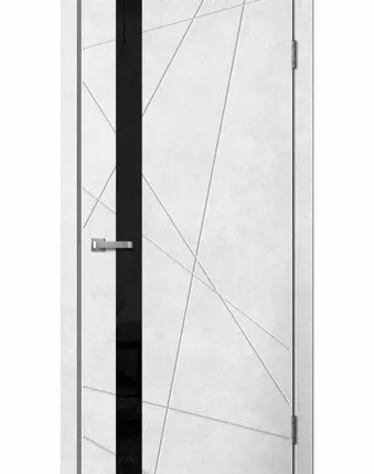 Фото №0 Дверь межкомнатная Line 02 (Line) стекло черное, ПВХ, Бетон светлый 2000х600мм