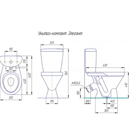 Фото №7 Унитаз-компакт Элегант