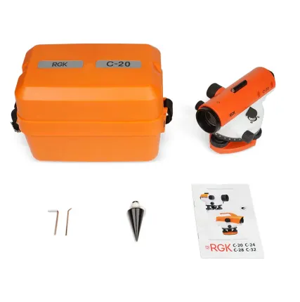 Фото №0 Комплект оптический нивелир RGK C-20 с поверкой + штатив S6-N + рейка AMO S5