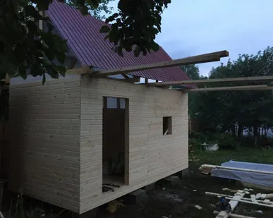 фото Баня каркасная деревянная 2.2х4.2 м  под ключ