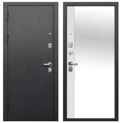 Фото №0 Дверь входная Гарда 9см (Ferroni) металл/МДФ с зеркалом, Антик серебро/Эмалит белый 2050х860мм, ЛЕВАЯ