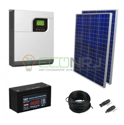 Фото №0 Солнечная электростанция 2.1 кВт*ч в сутки Solar GEL PWM 2024 с крепежом