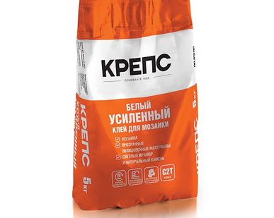 фото Клей КРЕПС Усиленный, белый для мрамора, камня, керамогранита, мозаики (С2 Т) 5 кг