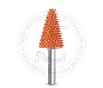 фото 6T34-90 - Конус, Ø хвостовика 6мм, Ø фрезы X 19,05мм, L фрезы 31,75мм (ex-coarse/оранж)