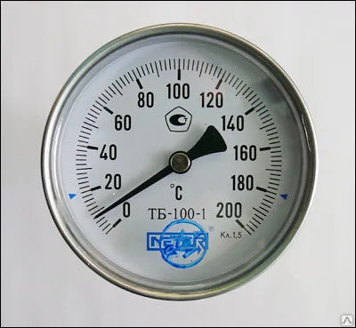 Фото №0 Термометр бимет. с термогильзой d 15 ТБ-100-1 (d100/L60/t160C)