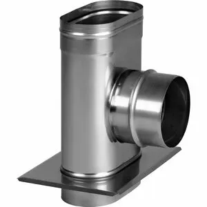 фото Тройник 90° 120х240 с опорой с выходом D180.7, AISI 321 0,5мм (Вулкан)