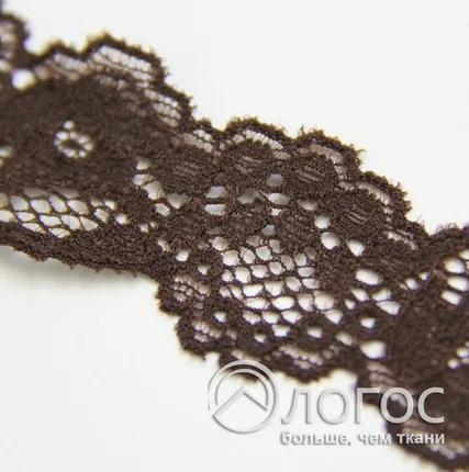 Фото №0 Кружево стрейч гипюр Е 150 30 мм, И, коричневый