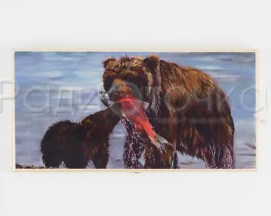 фото Нарды "Медведь на охоте", деревянная доска 50 x 50 см, с полем для игры в шашки