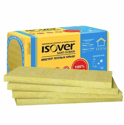 Фото №0 Утеплитель ИЗОВЕР Мастер Теплых Крыш 100х600х1000мм 4шт 2,4м2 0,24м3