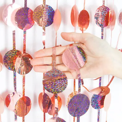 Фото №0 Занавес Круг, Лазерный, Розовое Золото, Голография, 100*200 см, 1 шт.