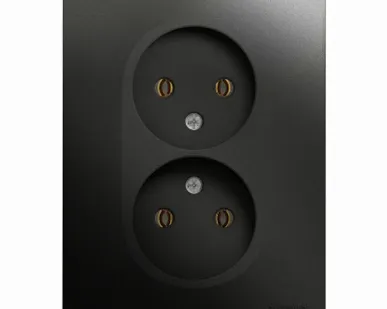 фото Розетка 2-м СП Glossa 16А IP20 без заземл. в сборе антрацит SchE GSL000720