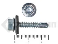 Фото №0 Саморез кровельный цинк, с шайбой EPDM, PT-3, 4,8х25 К КРЕП-КОМП (3500шт)