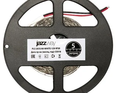 фото Лента светодиодная PLS 2835/120-12V 12Вт/м 6500К холод. бел. IP20 (уп.5м) JazzWay 2859051