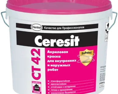 фото Акриловая краска водно-дисперсионная Ceresit CT 42, 15л