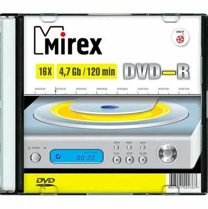 Фото №0 Носители информации DVD-R, 16x, Mirex, Slim/1, UL130003A1S