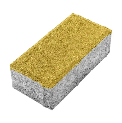 Фото №0 Тротуарная плитка Берит Прямоугольник Желтая 200х100х60 без фаски на сером цементе