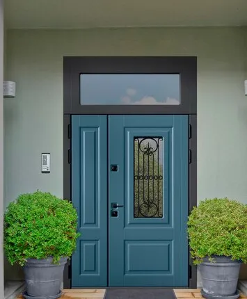 Фото №0 Сорренто - двупольная дверь для дома с терморазрывом полотна и короба.