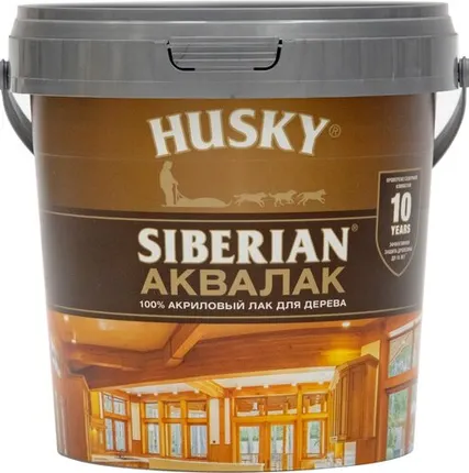 Фото №0 Лак HUSKY Лак для отделки деревянных поверхностей HUSKY SIBERIAN Аквалак 0,9 л полуматовый водный