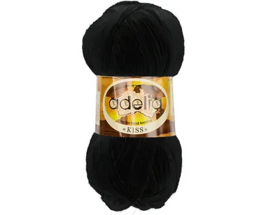 фото Пряжа ADELIA "KISS" 100% полиэстер 50 г 145 м №01 ЧЕРНЫЙ