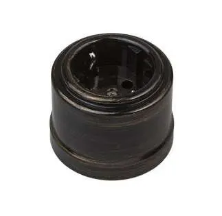 Фото №0 Розетка 1-м ОП Лизетта 16А IP20 ретро с заземл. ABS-пластик бронз. Bironi B1-101-25