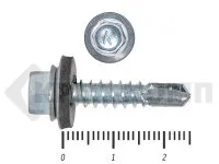 Фото №0 Саморез кровельный цинк, с шайбой EPDM, 5,5х 25 К КРЕП-КОМП (3000шт)