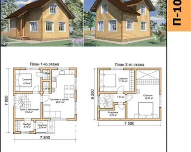 фото Коттедж 109 (100) м2 по классической каркасной технологии (утепление 200мм)